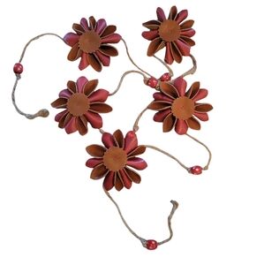 ​ Leather Flower Garland Hand Crafted Christmas Decor Unique Rustic Western
